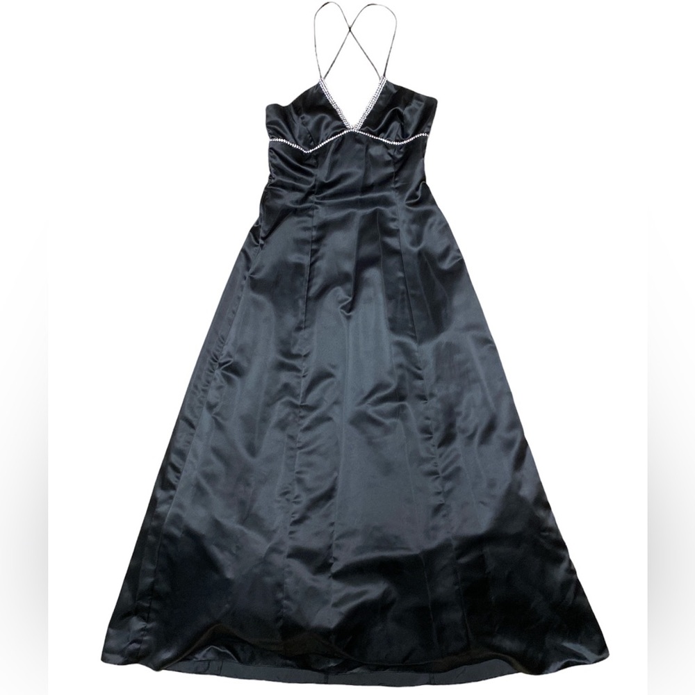 Y2K Urban Girl Nites Formal Dress Women 11/12 Vintage Black Rhinestone Prom Maxi